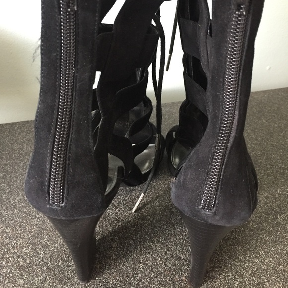 Calvin Klein black suede cage heeled boots, NWT, mint, size US 8. - Picture 3 of 4